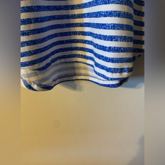 Lularoe Iris V-neck Top. Size large with blue and white stripes.Hi-lo. High-low - Picture 4 of 6